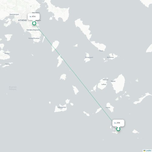 Fira - Athènes carte du vol direct