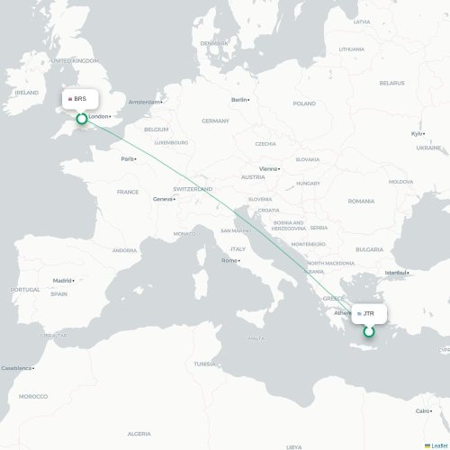 Mapa de vuelo directo Fira - Brístol