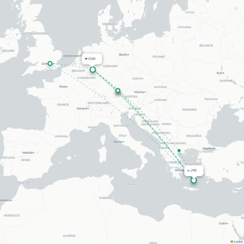 Mapa de vuelo directo Fira - Colonia