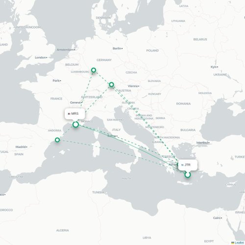 Mapa de vuelo directo Fira - Marsella