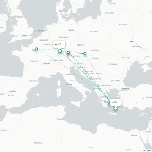 Mapa de vuelo directo Fira - Stuttgart