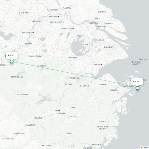 Mapa lotu bezpośredniego Chizhou – Zhoushan