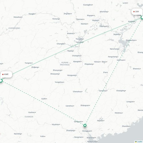 Mapa lotu bezpośredniego Chizhou – Guiyang