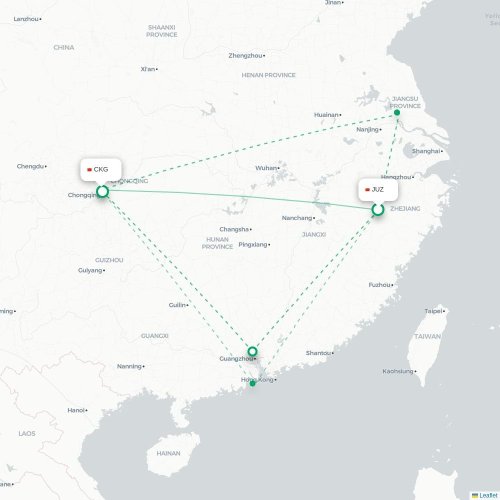 Juzhou - Chongqing carte du vol direct