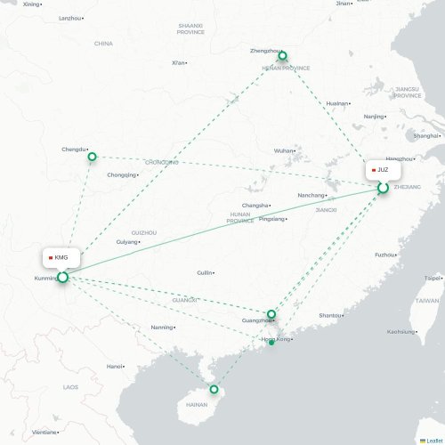 Mapa lotu bezpośredniego Quzhou – Kunming