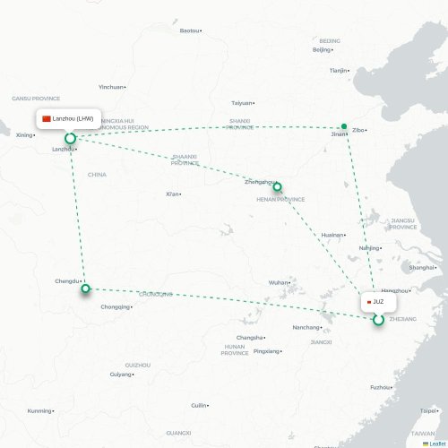 Mapa lotu bezpośredniego Quzhou – Lanzhou
