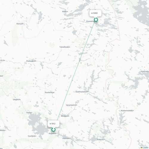 Mapa de vuelo directo Kajaani - Kuusamo