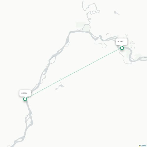 Mapa lotu bezpośredniego Kaltag – Galena