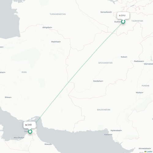 Mapa de vuelo directo Krabi - Dubái