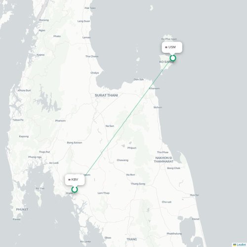 Mapa lotu bezpośredniego Krabi – Ko Samui