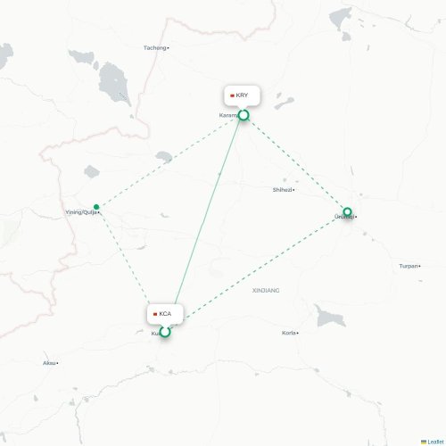 Mapa lotu bezpośredniego Aksu – Karamay