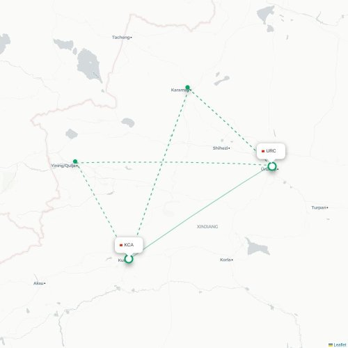Mapa lotu bezpośredniego Aksu – Urumczi