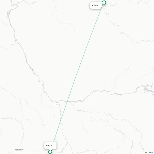 Mapa de vuelo directo Krasnoyarsk - Baykit