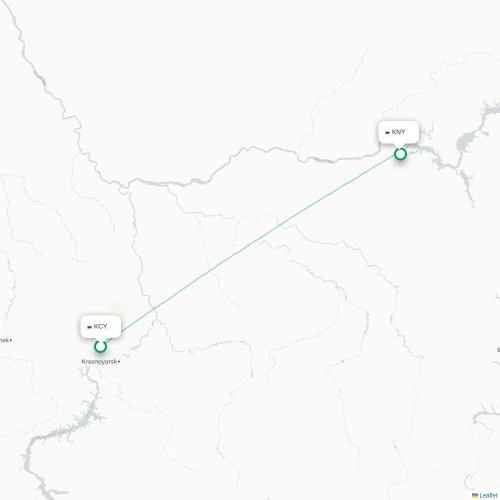 Mapa de vuelo directo Krasnoyarsk - Kodinsk