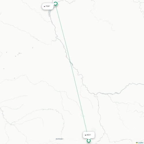 Mapa de vuelo directo Krasnoyarsk - Bor