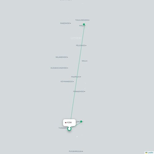 Mapa de vuelo directo Kaadedhdhoo - Malé