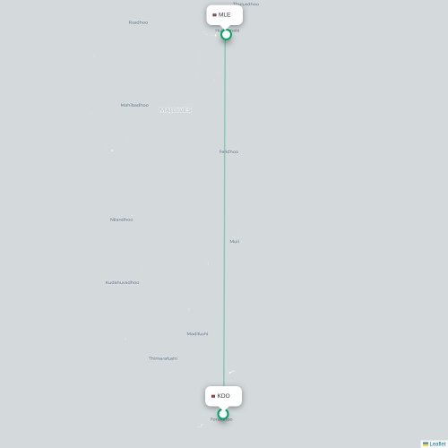 Mapa de vuelo directo Kadhdhoo - Malé