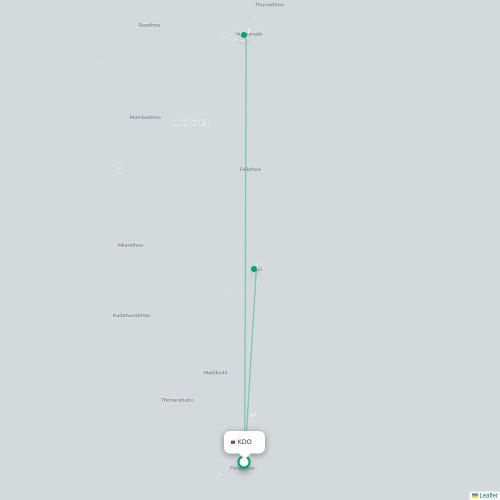 Mapa de vuelo directo Kadhdhoo - Muli