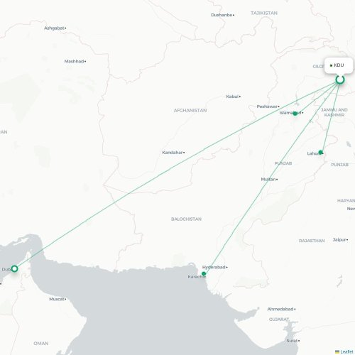 Mapa de vuelo directo Skārdu - Lahore