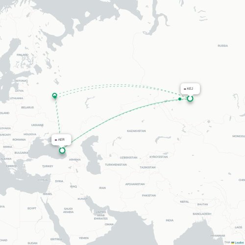 Mapa lotu bezpośredniego Kemerowo – Soczi
