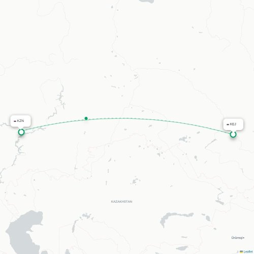Mapa lotu bezpośredniego Kemerowo – Kazań