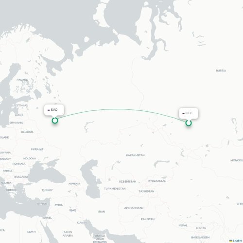 Mapa lotu bezpośredniego Kemerowo – Moskwa