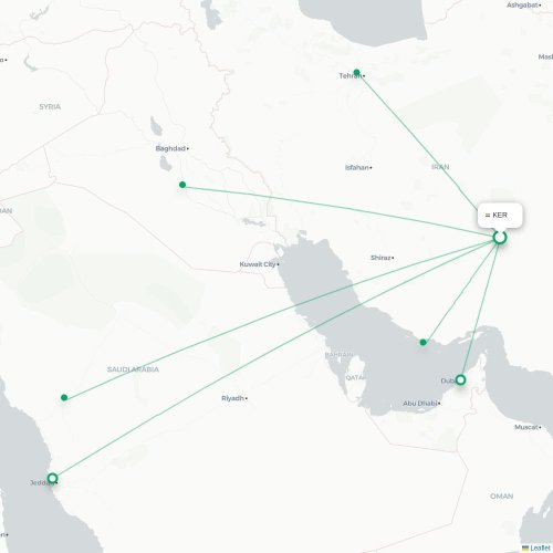 Mapa de vuelo directo Kermán - Medina