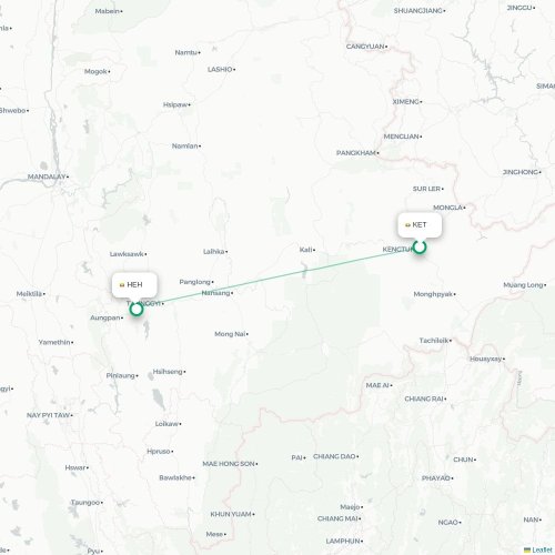 Mapa de vuelo directo Keng Tung - Heho
