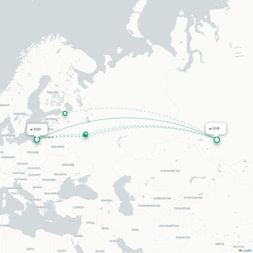 Mapa lotu bezpośredniego Kaliningrad – Nowosybirsk