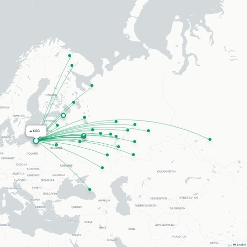 KGD routes and destination map