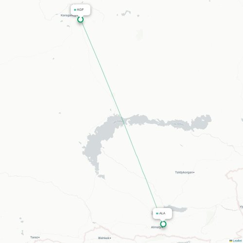 Mapa lotu bezpośredniego Karaganda – Ałmaty