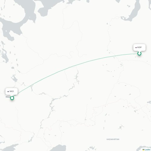 Mapa de vuelo directo Kogalym - Moscú