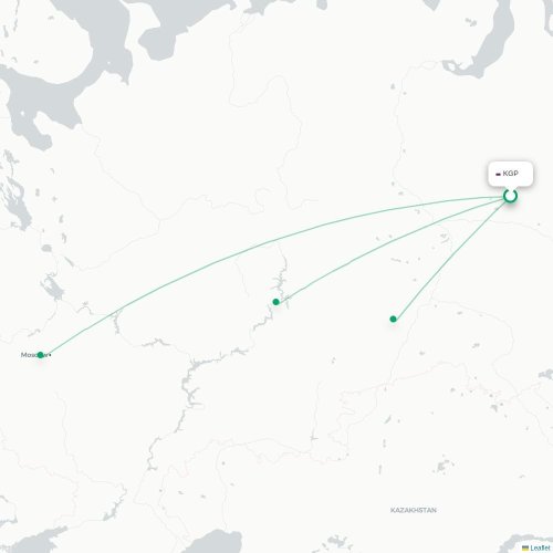 Mapa de vuelo directo Kogalym - Perm