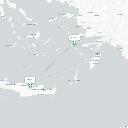 Kos - Héraklion carte du vol direct