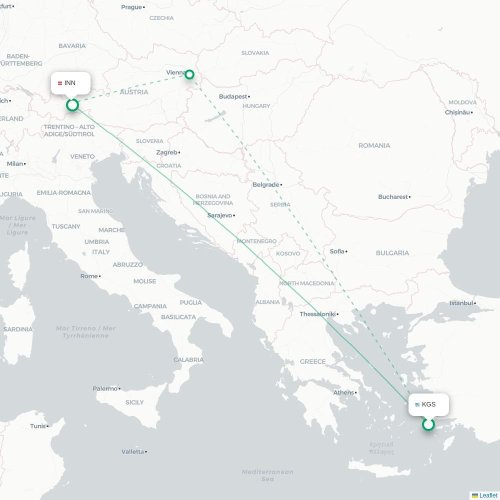 Kos - Innsbruck karta över direktflyg