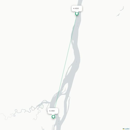 Mapa lotu bezpośredniego Grayling – Anvik