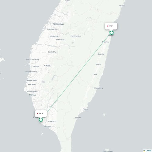 Mapa lotu bezpośredniego Kaohsiung – Hualien City