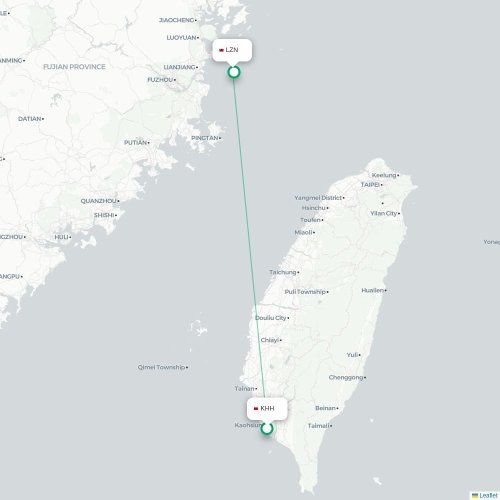 Mapa lotu bezpośredniego Kaohsiung – Nangan Township