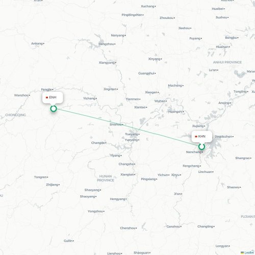 Mapa lotu bezpośredniego Nanchang – Enshi