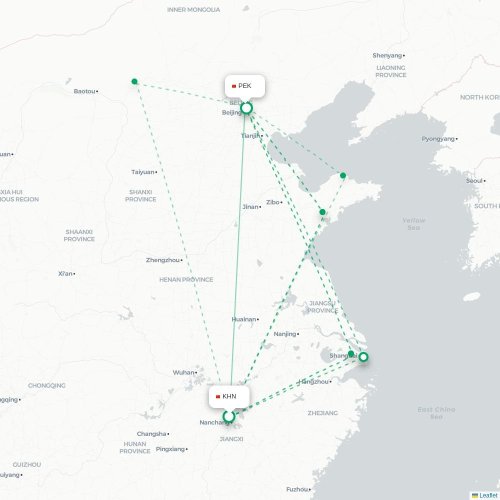 Mapa lotu bezpośredniego Nanchang – Pekin