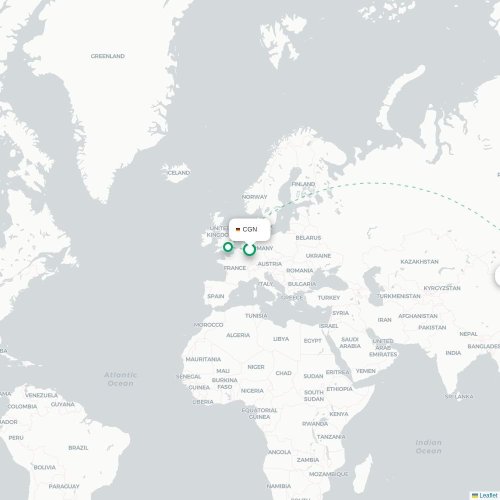 Mapa lotu bezpośredniego Nanchang – Pekin