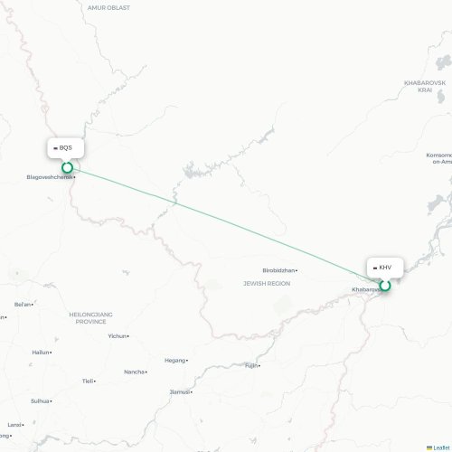 Mapa de vuelo directo Jabárovsk - Blagoveshchensk