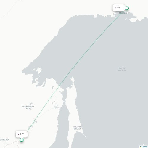 Mapa lotu bezpośredniego Chabarowsk – Magadan