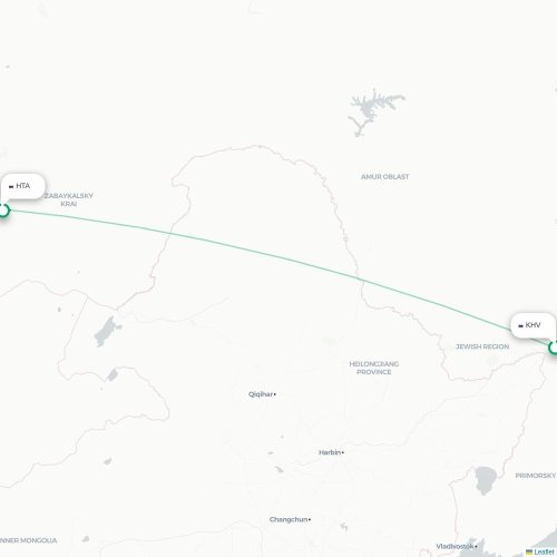 Mapa lotu bezpośredniego Chabarowsk – Chita