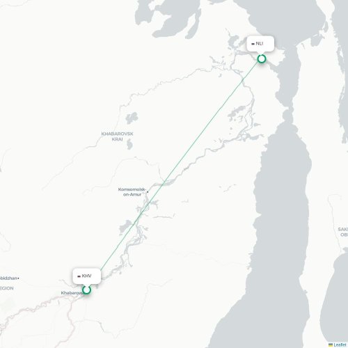 Mapa lotu bezpośredniego Chabarowsk – Nikołajewsk nad Amurem