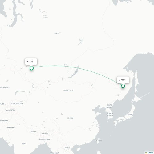 Mapa lotu bezpośredniego Chabarowsk – Nowosybirsk
