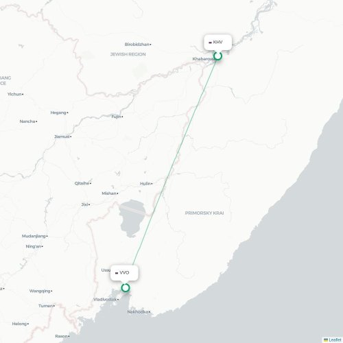 Mapa lotu bezpośredniego Chabarowsk – Władywostok