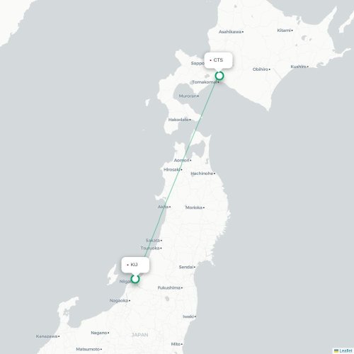 Mapa lotu bezpośredniego Niigata – Sapporo