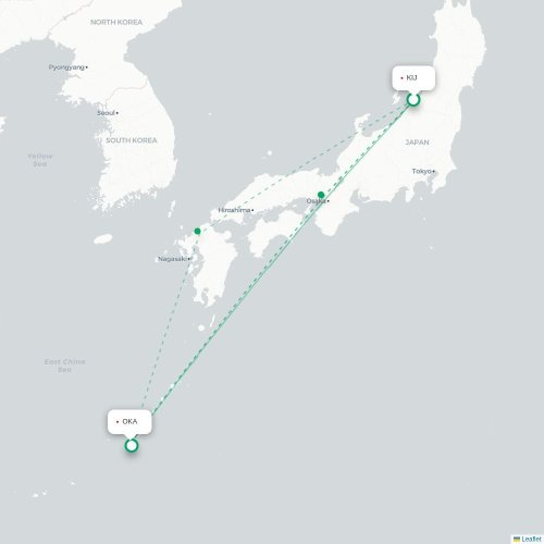 Mapa lotu bezpośredniego Niigata – Okinawa
