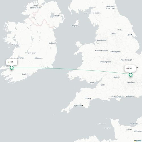 Mapa lotu bezpośredniego Milltown (Kerry) – Londyn